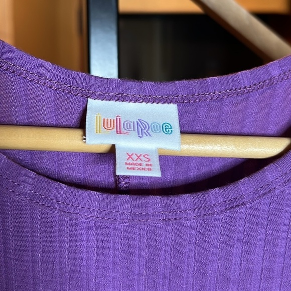 LuLaRoe Carly Purple Ribbed Hi Low Dress Size XXS - Picture 3 of 6